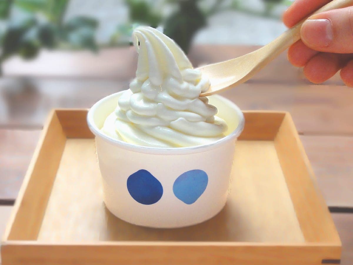 フローズンヨーグルトをすくう